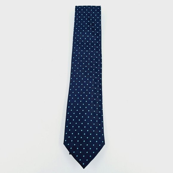 Michael Kors Tie Silk Navy Blue Aqua Diamond Print Classic Designer Gift Work - Picture 4 of 9